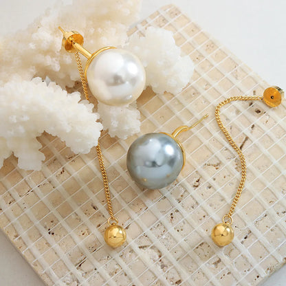 1 Pair Elegant Round Imitation Pearl Plating Women's Drop Earrings