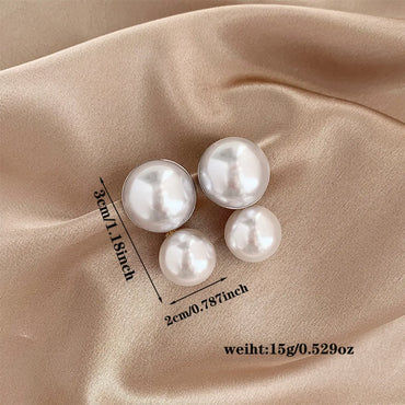 1 Pair Elegant Round Inlay Arylic Alloy Artificial Pearls White Gold Plated Drop Earrings