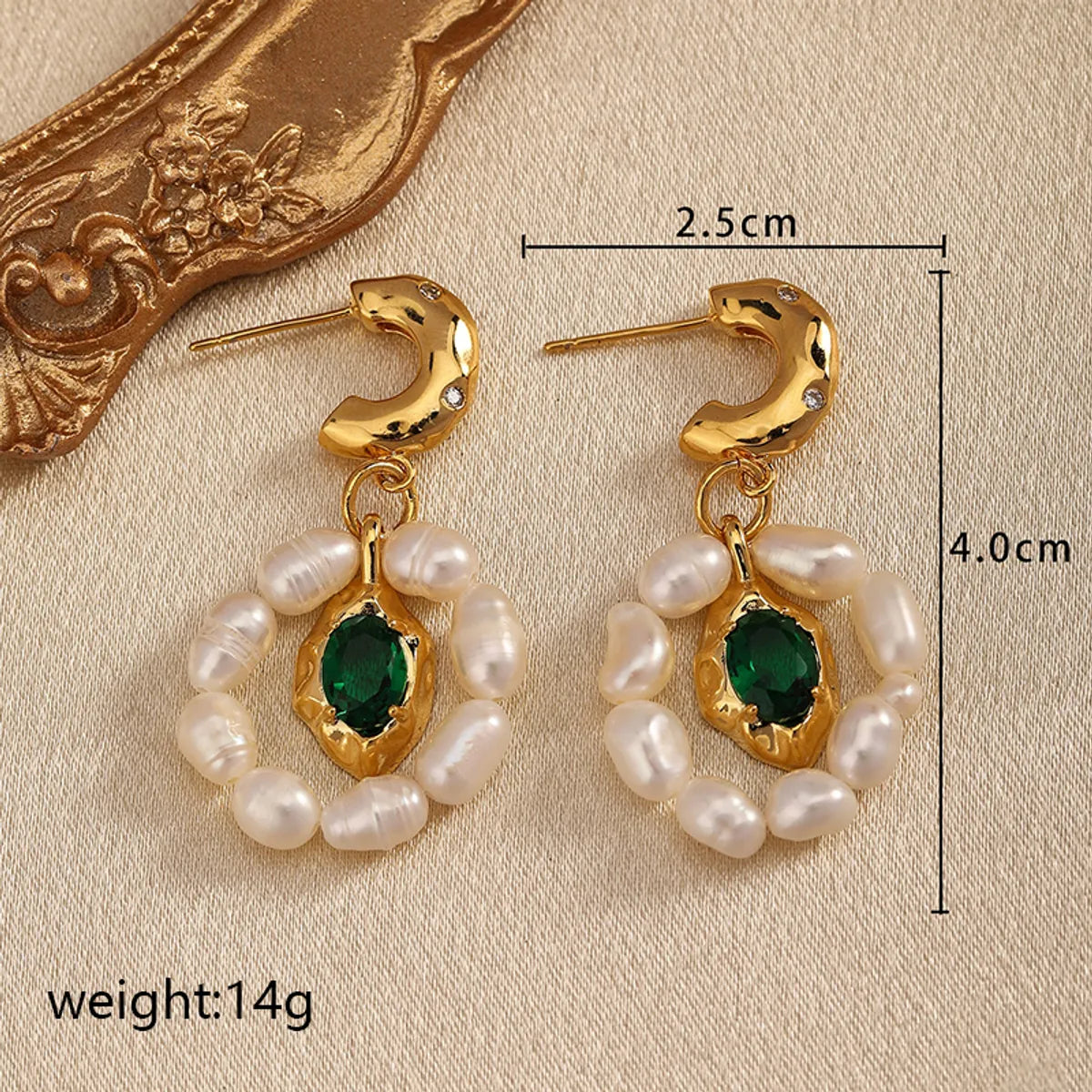 1 Pair Elegant Round Inlay Freshwater Pearl Copper Zircon Drop Earrings