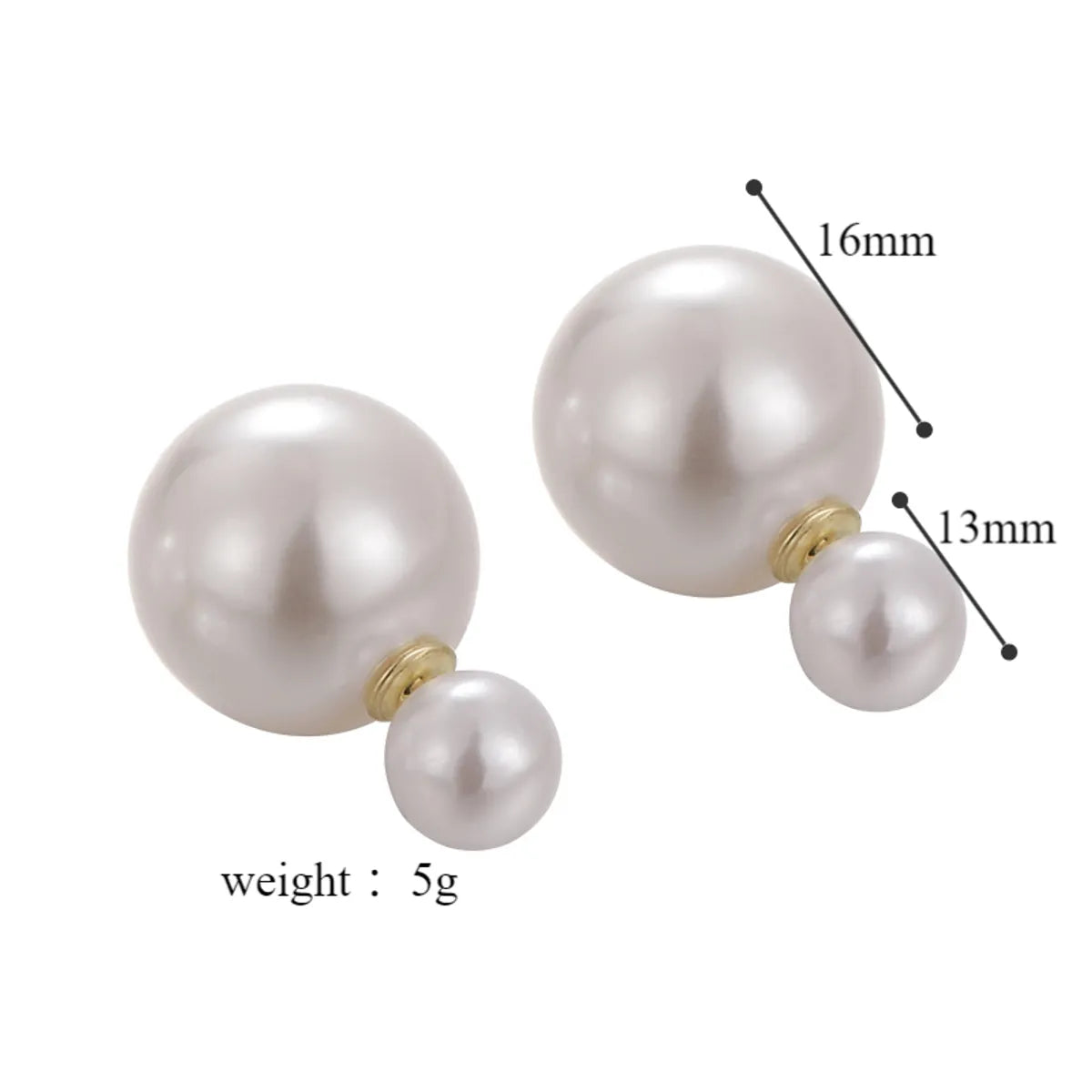 1 Pair Elegant Round Inlay Resin Artificial Pearls Ear Studs