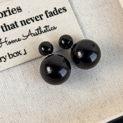 1 Pair Elegant Round Inlay Resin Artificial Pearls Ear Studs