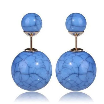 1 Pair Elegant Round Marble Imitation Pearl Alloy Drop Earrings