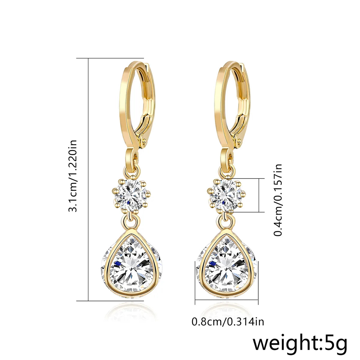 1 Pair Elegant Round Plating Inlay Copper Zircon Gold Plated Drop Earrings