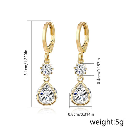 1 Pair Elegant Round Plating Inlay Copper Zircon Gold Plated Drop Earrings