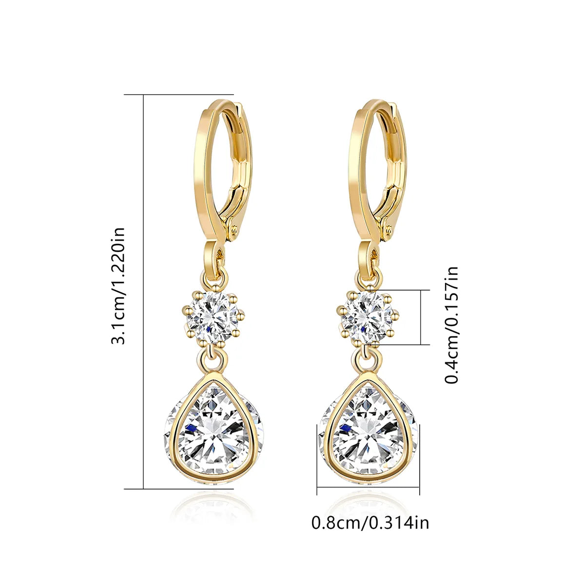 1 Pair Elegant Round Plating Inlay Copper Zircon Gold Plated Drop Earrings