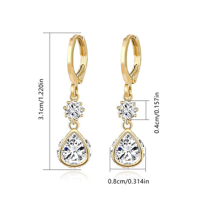 1 Pair Elegant Round Plating Inlay Copper Zircon Gold Plated Drop Earrings