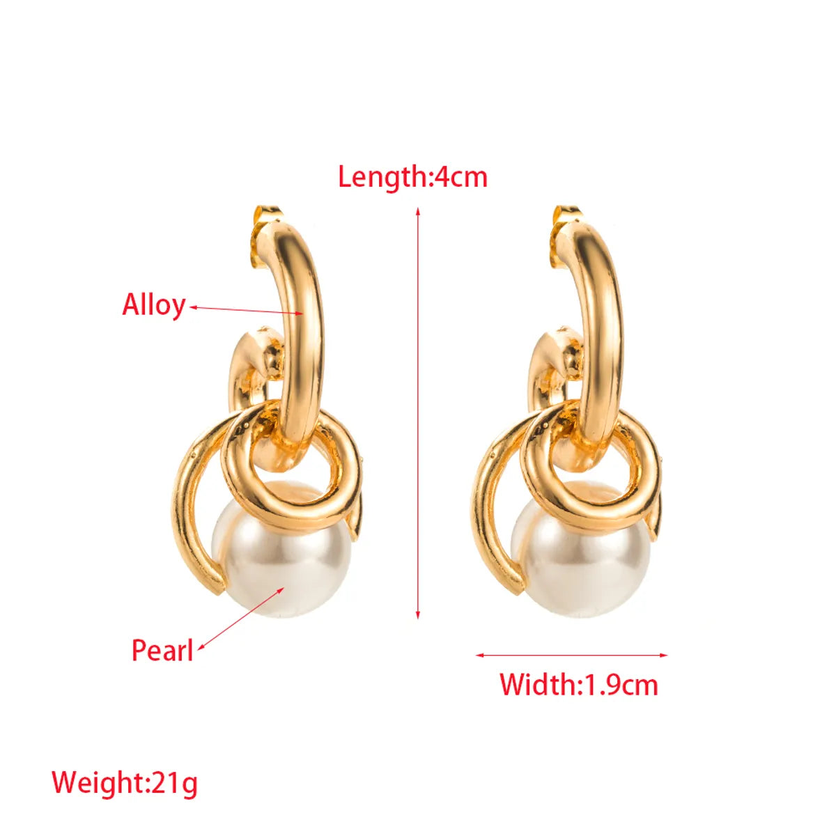 1 Pair Elegant Round Plating Inlay Imitation Pearl Alloy Pearl Drop Earrings