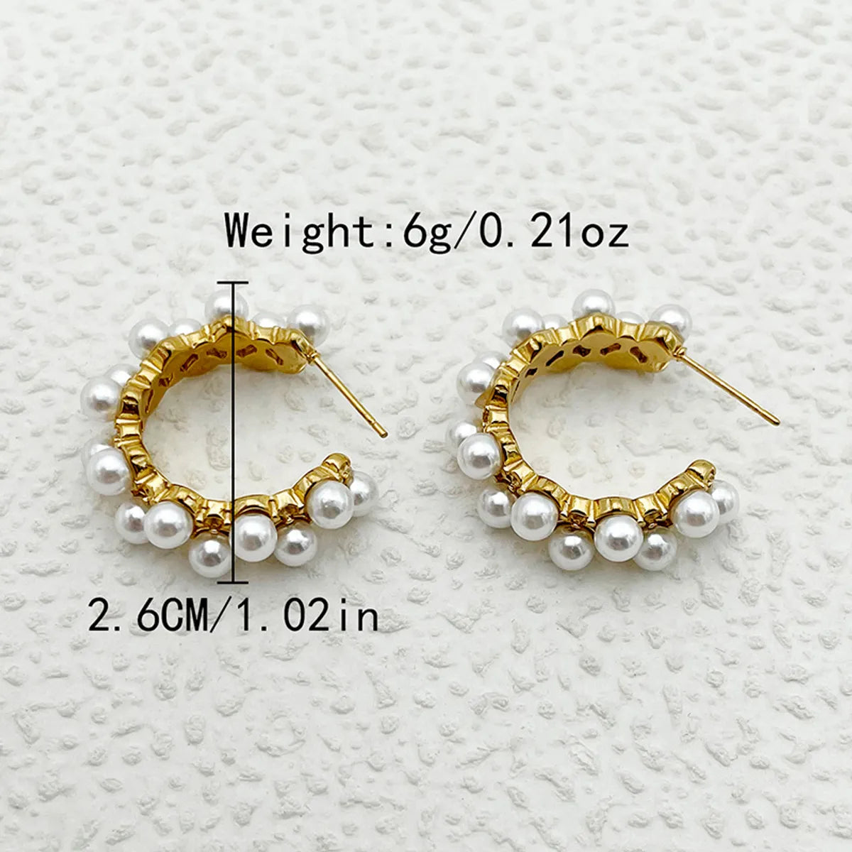 1 Pair Elegant Round Plating Inlay Stainless Steel Artificial Pearls Gold Plated Ear Studs