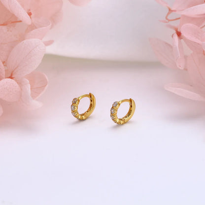 1 Pair Elegant Round Plating Inlay Sterling Silver Zircon White Gold Plated Gold Plated Earrings