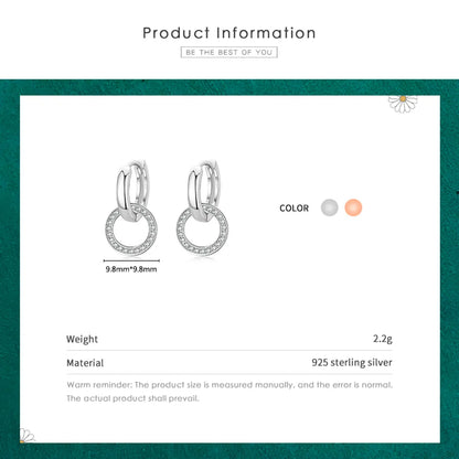 1 Pair Elegant Round Sterling Silver Plating Inlay Zircon Rose Gold Plated Rhodium Plated Hoop Earrings