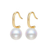 1 Pair Elegant Semicircle Polishing Inlay Sterling Silver Pearl White Gold Plated Drop Earrings