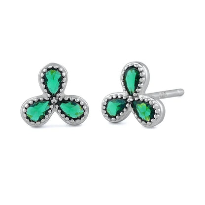 1 Pair Elegant Shamrock Plating Inlay Copper Zircon Ear Studs