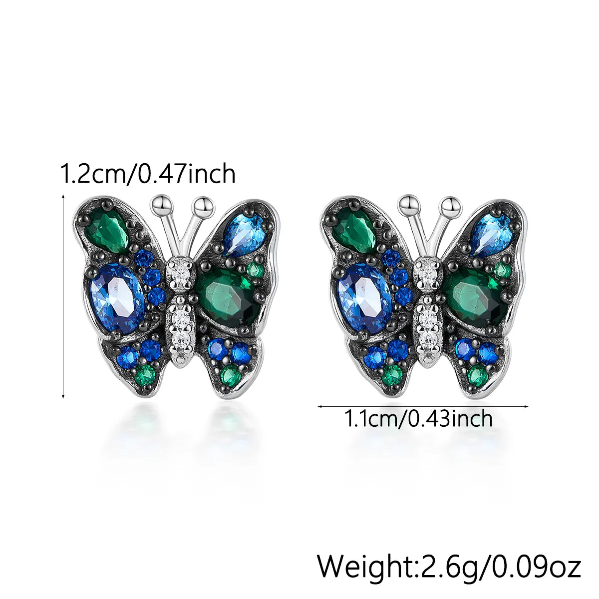 1 Pair Elegant Shiny Butterfly Plating Inlay Sterling Silver Zircon Ear Studs