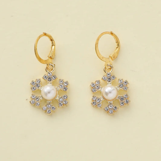 1 Pair Elegant Shiny Cross Alloy Zircon Drop Earrings