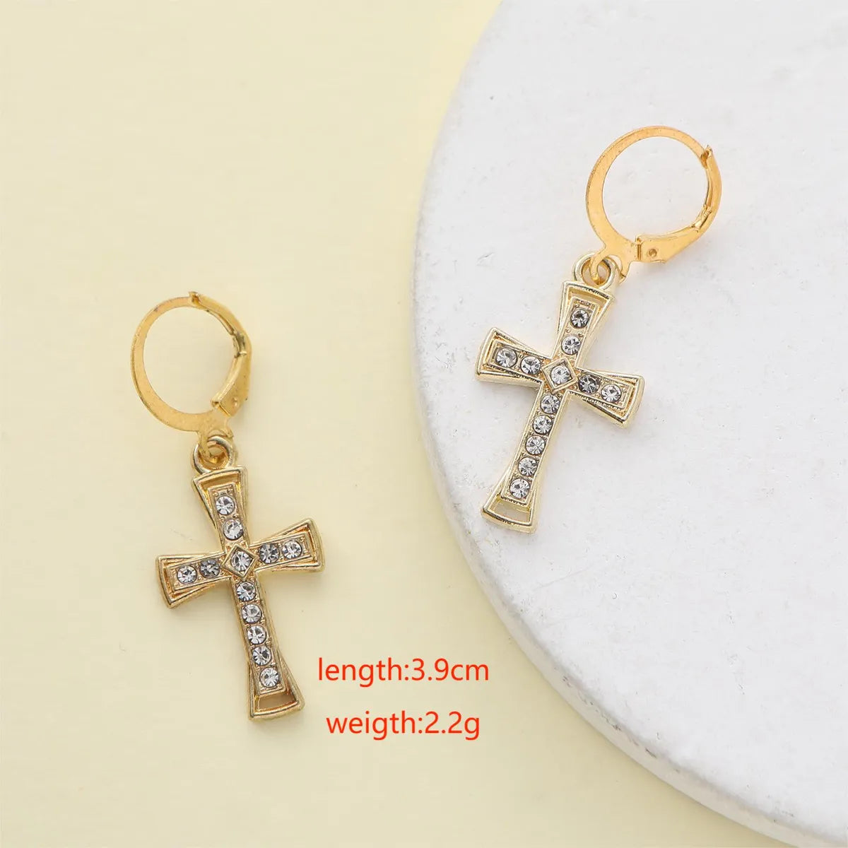 1 Pair Elegant Shiny Cross Alloy Zircon Drop Earrings