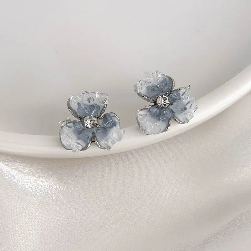 1 Pair Elegant Shiny Flower Inlay Zinc Alloy Rhinestones