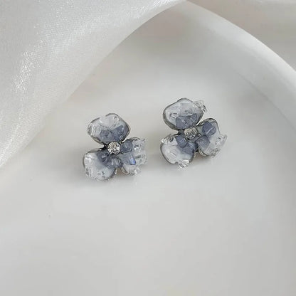 1 Pair Elegant Shiny Flower Inlay Zinc Alloy Rhinestones