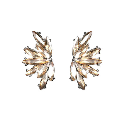 1 Pair Elegant Shiny Geometric Inlay Alloy Rhinestones Zircon Ear Studs