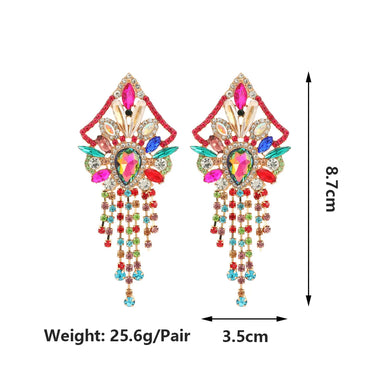 1 Pair Elegant Shiny Geometric Tassel Plating Inlay Zinc Alloy Rhinestones Drop Earrings