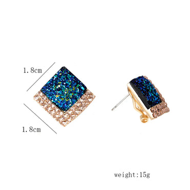 1 Pair Elegant Shiny Rhombus Plating Inlay Alloy Artificial Rhinestones 18k Gold Plated Ear Studs