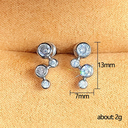 1 Pair Elegant Shiny Round Inlay Copper Zircon Ear Studs