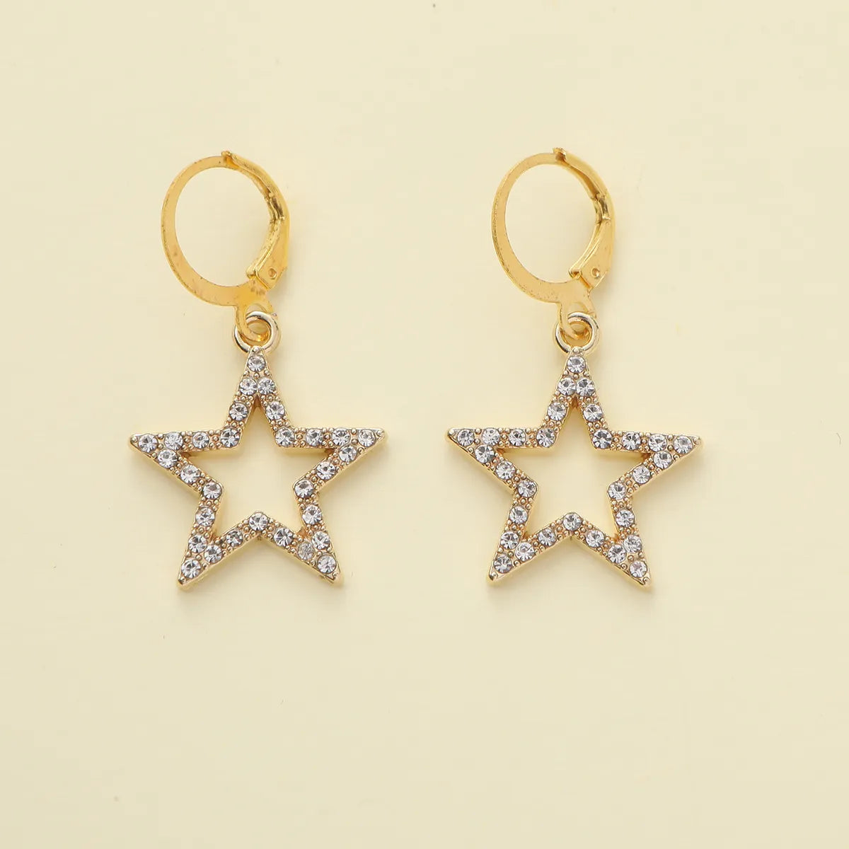 1 Pair Elegant Shiny Star Owl Alloy Zircon Drop Earrings