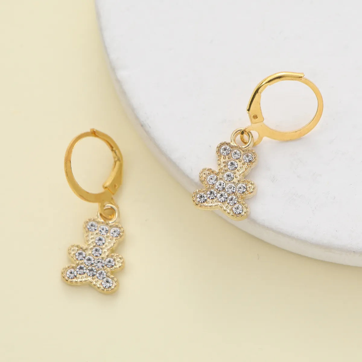 1 Pair Elegant Shiny Star Owl Alloy Zircon Drop Earrings