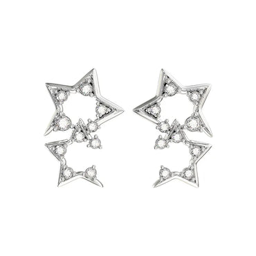 1 Pair Elegant Shiny Star Plating Inlay Copper Zircon White Gold Plated Ear Studs