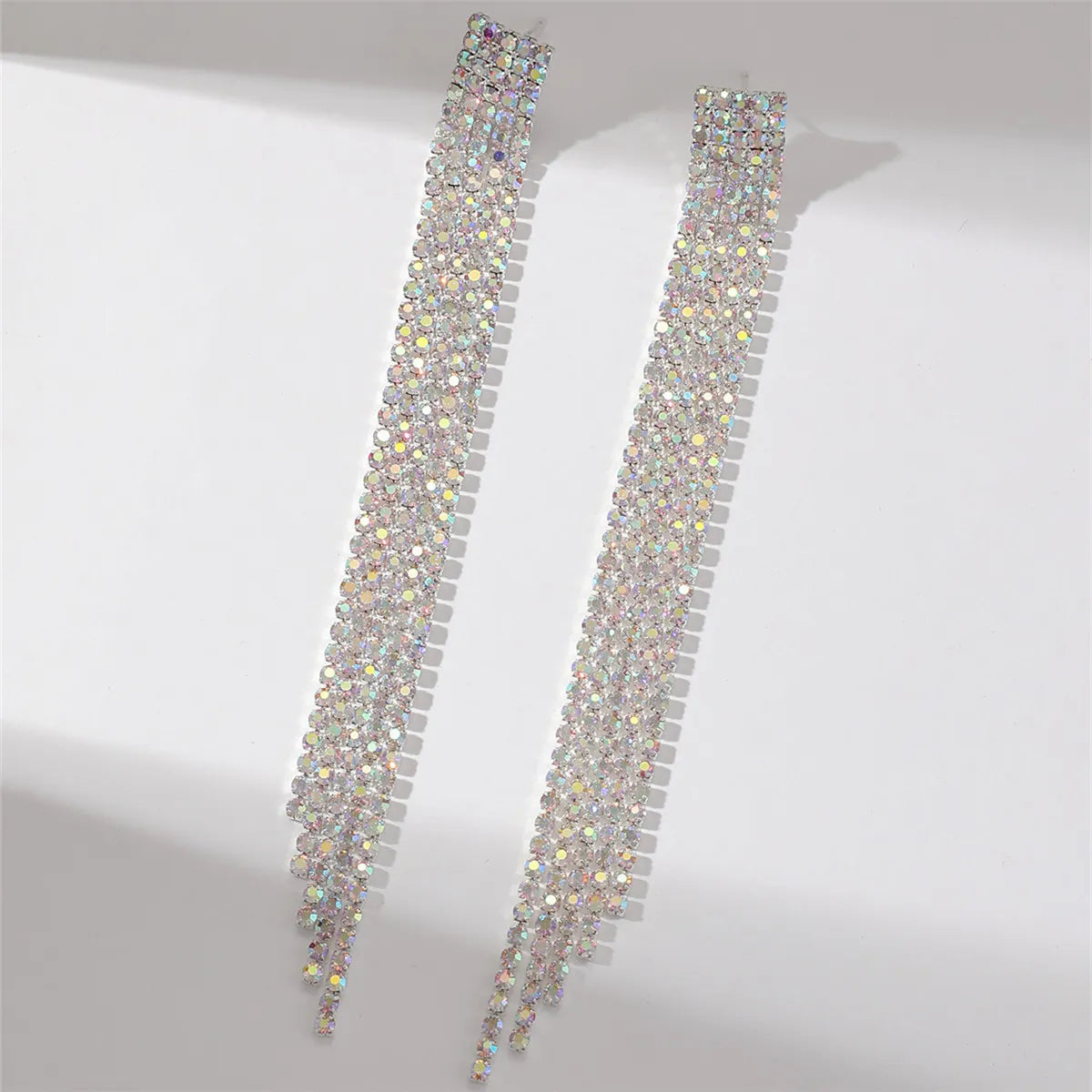 1 Pair Elegant Shiny Tassel Plating Rhinestone Gold Plated Silver Plated Drop Earrings