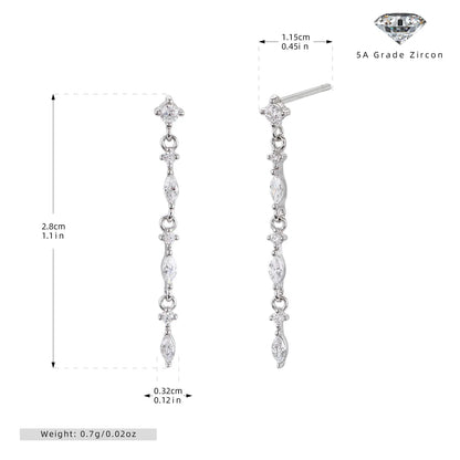 1 Pair Elegant Shiny Tassel Sterling Silver Plating Inlay Zircon White Gold Plated Gold Plated Drop Earrings