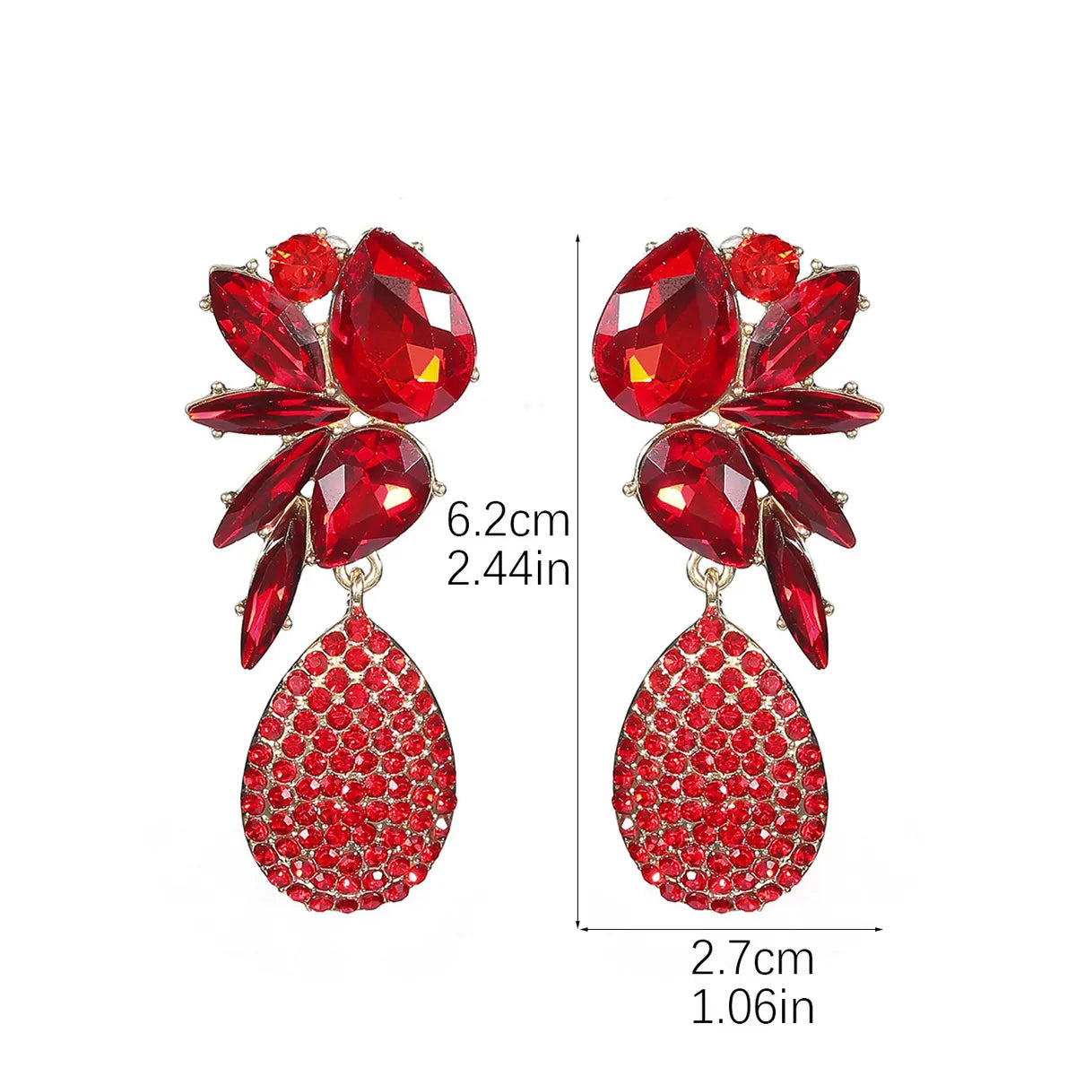 1 Pair Elegant Shiny Water Droplets Inlay Alloy Rhinestones Zircon Drop Earrings