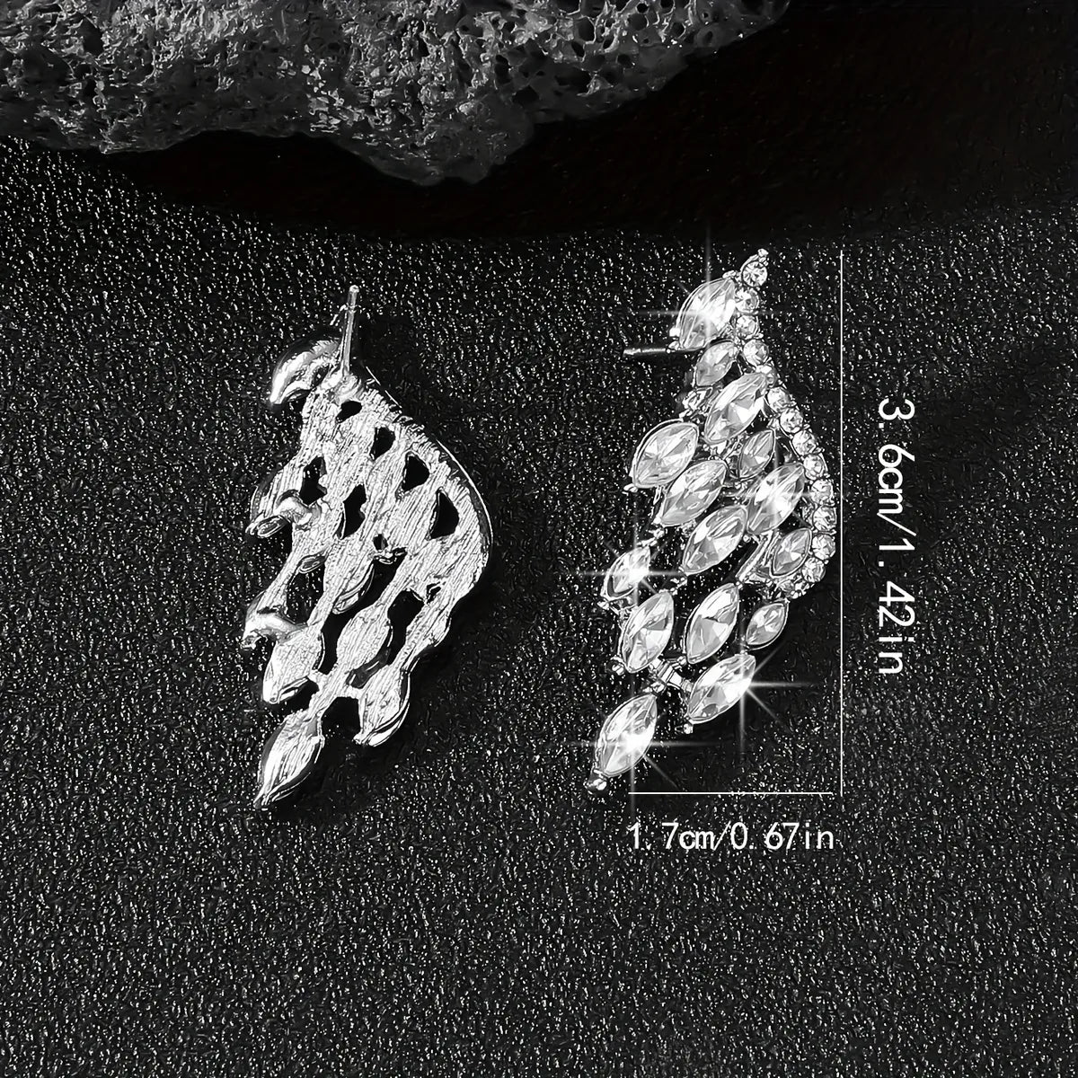 1 Pair Elegant Shiny Wings Alloy Ear Studs