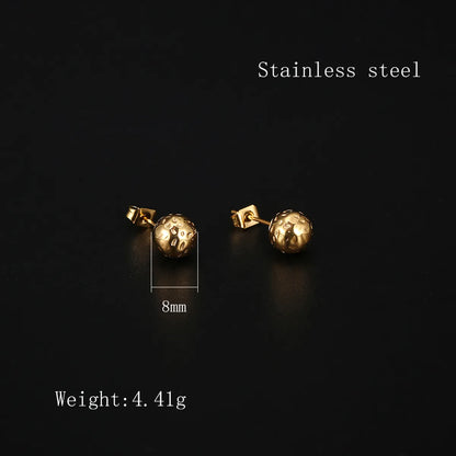 1 Pair Elegant Simple Style Ball Polishing Plating Stainless Steel 18k Gold Plated Ear Studs