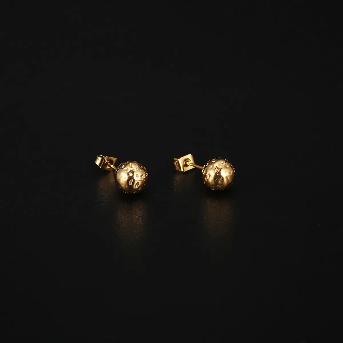 1 Pair Elegant Simple Style Ball Polishing Plating Stainless Steel 18k Gold Plated Ear Studs