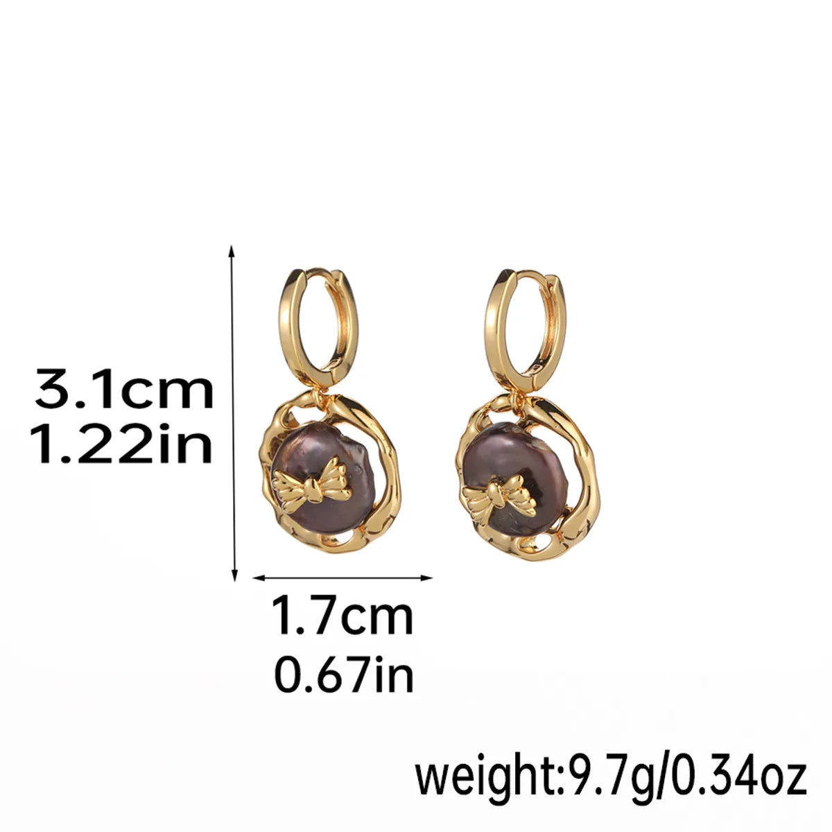 1 Pair Elegant Simple Style Bow Knot Inlay Natural Stone Freshwater Pearl Copper Natural Stone Pearl 18k Gold Plated Drop Earrings