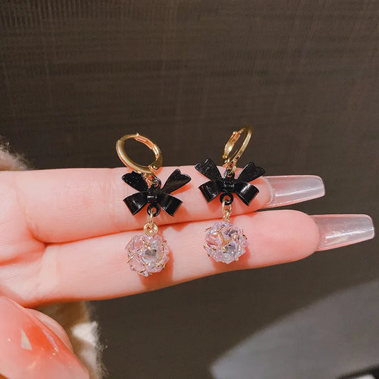 1 Pair Elegant Simple Style Bow Knot Plating Inlay Alloy Zircon Drop Earrings