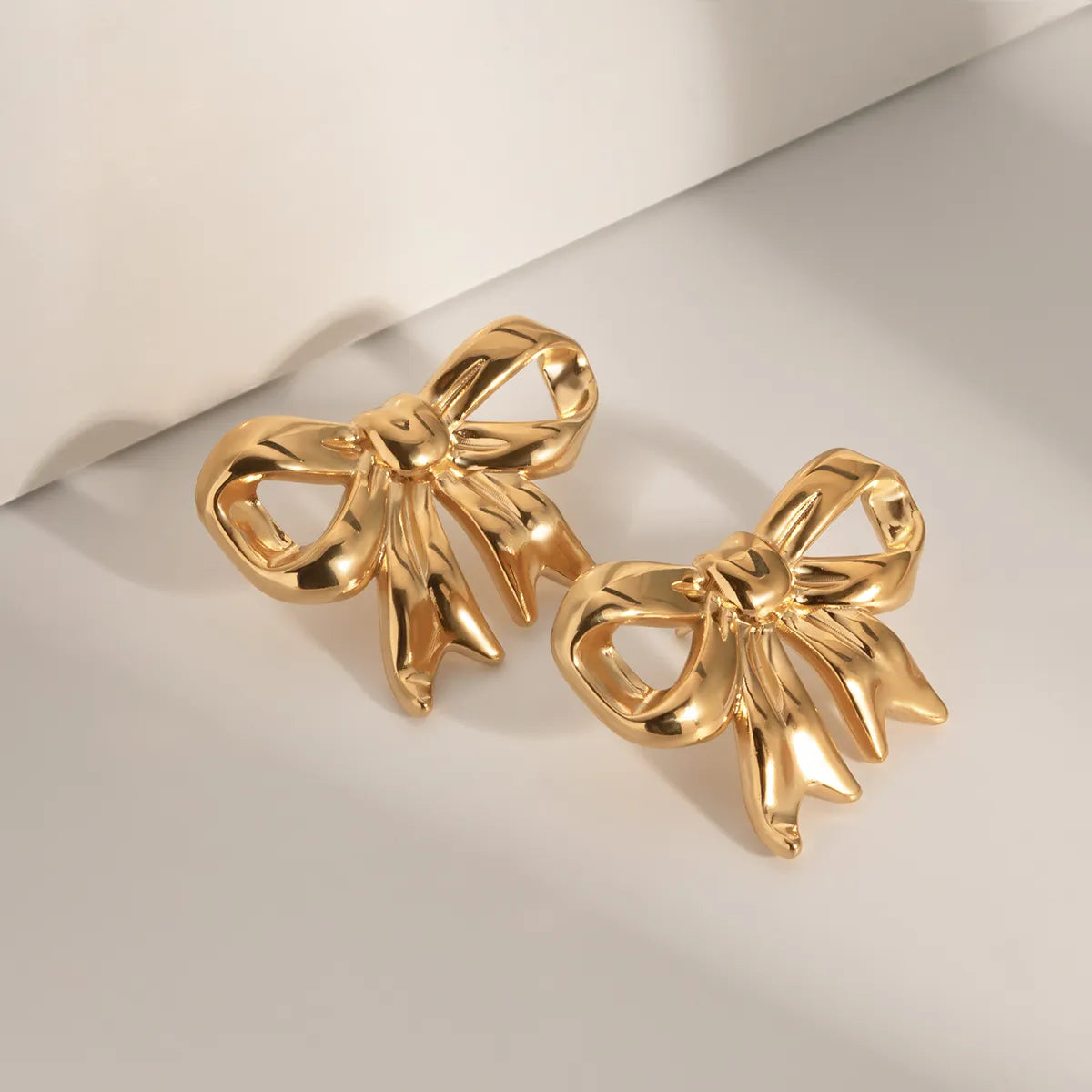 1 Pair Elegant Simple Style Bow Knot Plating Stainless Steel Ear Studs