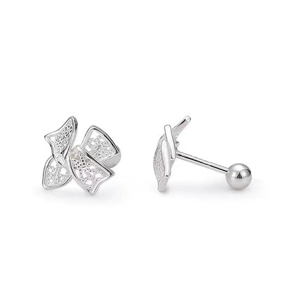 1 Pair Elegant Simple Style Bow Knot Plating Sterling Silver Ear Studs