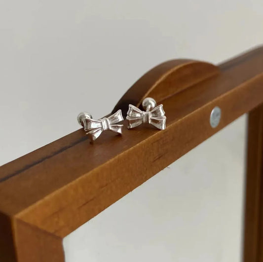 1 Pair Elegant Simple Style Bow Knot Plating Sterling Silver Ear Studs