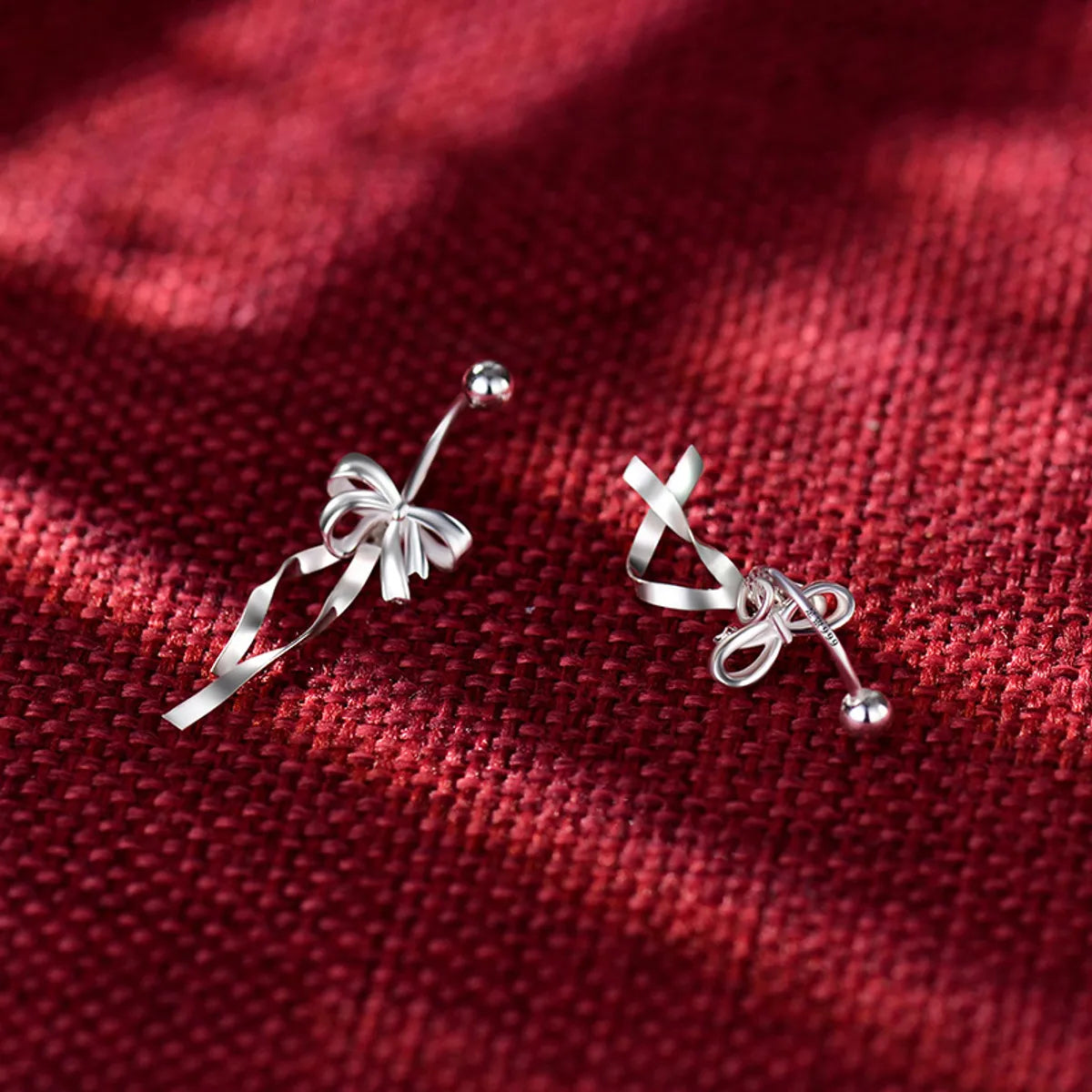 1 Pair Elegant Simple Style Bow Knot Sterling Silver Drop Earrings