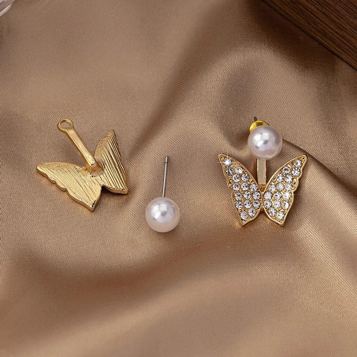 1 Pair Elegant Simple Style Butterfly Alloy Zinc Rhinestones Drop Earrings