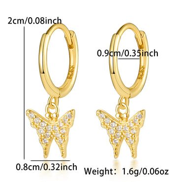 1 Pair Elegant Simple Style Butterfly Inlay Sterling Silver Zircon White Gold Plated Gold Plated Drop Earrings