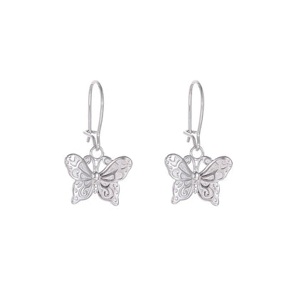 1 Pair Elegant Simple Style Butterfly Plating Sterling Silver Drop Earrings