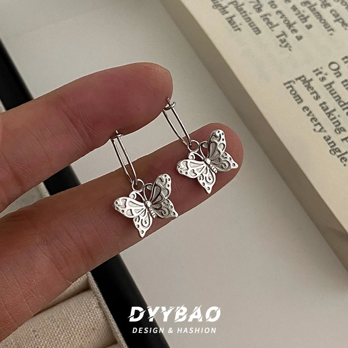 1 Pair Elegant Simple Style Butterfly Plating Sterling Silver Drop Earrings