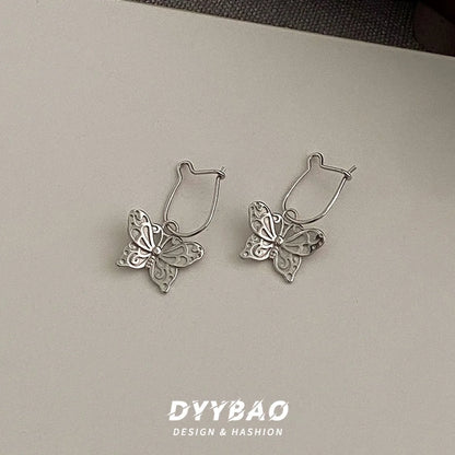 1 Pair Elegant Simple Style Butterfly Plating Sterling Silver Drop Earrings