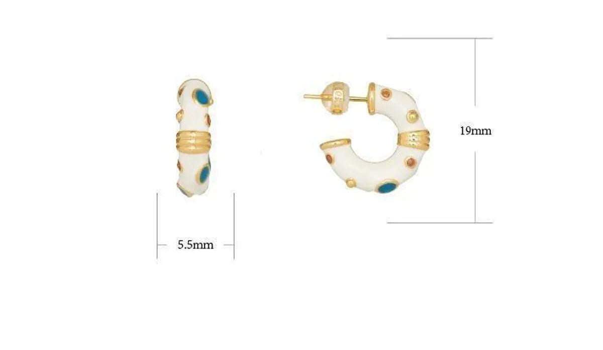 1 Pair Elegant Simple Style C Shape Enamel Copper Ear Studs