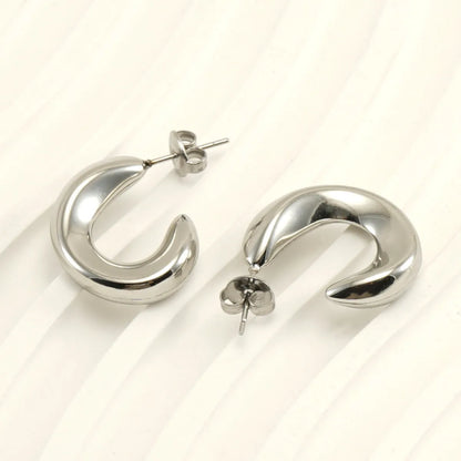 1 Pair Elegant Simple Style C Shape Plating Inlay Stainless Steel Artificial Pearls 18k Gold Plated Ear Studs