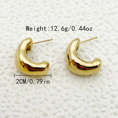 1 Pair Elegant Simple Style C Shape Plating Stainless Steel Gold Plated Earrings