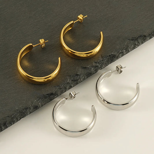 1 Pair Elegant Simple Style C Shape Polishing Plating Stainless Steel 18k Gold Plated Ear Studs