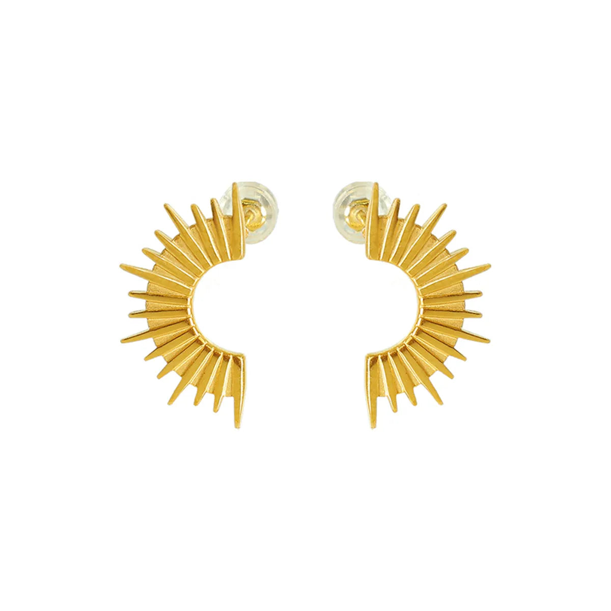 1 Pair Elegant Simple Style C Shape Sun Irregular Plating Titanium Steel 18k Gold Plated Ear Studs